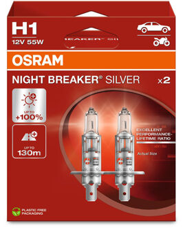 Osram Night Breaker Silver 12V H1 55W - 2 stuks 64150NBS2HB