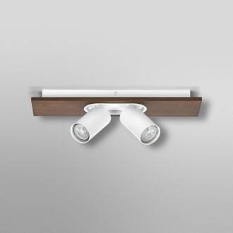 OSRAM plafondspot MERCURY, wit, 2 spots GU10-LED 927 dimbaar wit, hout