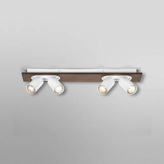 OSRAM plafondspot MERCURY, wit, 4 spots GU10-LED 927 dimbaar wit, hout