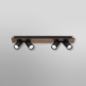 OSRAM plafondspot MERCURY zwart 4-spot GU10-LED 927 dimbaar hout, zwart