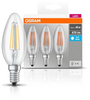 OSRAM Set van 3 LED-lampen E14 heldere vlam 4 W gelijk aan 40 W koud wit