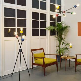 OSRAM vloerlamp Decor Bubble, kleurrijk, 3-lamps, staal, E27 meerkleurig, zwart