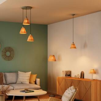 OSRAM vloerlamp Decor Raffia, 1-lamp, raffia naturel, E27 lichtbruin, groen