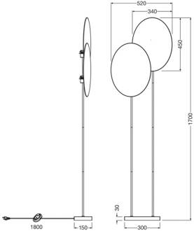 OSRAM vloerlamp Decor Rattan Dandelion, 2-lamps, beige, E27 beige, zwart