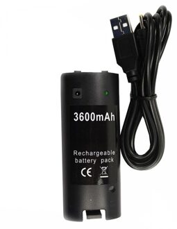 OSTENT Zwart 3600mAH Oplaadbare Batterij Oplader Kabel voor Nintendo Wii Remote Controller