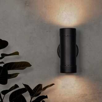 Otey - LED Wandlamp Zwart - GU10 2700K warm wit - 4 Watt 345 lumen - IP44 waterdicht voor binnen en buiten - Up & Downlight - 3 jaar garantie - Polycarbonaat