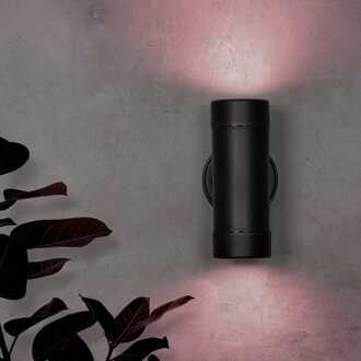 Otey - Smart LED Wandlamp Zwart - Up & Down Light - GU10 11 Watt 690 lumen - RGB WW - Wifi/Bluetooth - IP44 waterdicht - Voor binnen & buiten - Polycarbonaat