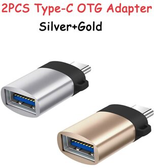 OTG Adapter Mannelijke Type-C naar USB 3.0 Usb C Converter Type C Kabel Adapter Tape C OTG voor U Disk Muis Toetsenbord Movie File Transfer zilver goud 2stk