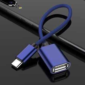 Otg Usb 2.0 Naar Type C Kabel Voor Samsung Galaxy A51 Adapter Usb Een Vrouwelijke Naar Type C Voor Xiaomi huawei Macbook Muis Gamepad Tablet Blauw