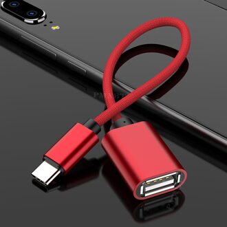 Otg Usb 2.0 Naar Type C Kabel Voor Samsung Galaxy A51 Adapter Usb Een Vrouwelijke Naar Type C Voor Xiaomi huawei Macbook Muis Gamepad Tablet Rood