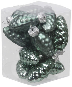 Othmar decorations 12x stuks glazen dennenappels kersthangers emerald groen (greenlake) 6 cm mat/glans