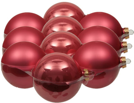 Othmar decorations 12x stuks glazen kerstballen bubblegum roze 10 cm mat/glans
