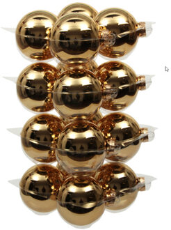 Othmar decorations 16x Glazen kerstballen glans goud 8 cm - Kerstbal Goudkleurig