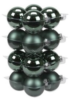 Othmar decorations 16x Glazen kerstballen mat en glans emerald groen 8 cm - Kerstbal