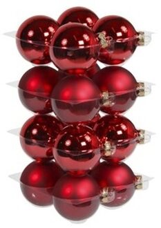 Othmar decorations 16x Glazen kerstballen mat en glans rood 8 cm - Kerstbal