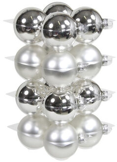 Othmar decorations 16x Glazen kerstballen mat en glans zilver 8 cm - Kerstbal Zilverkleurig