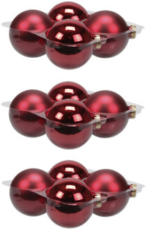 Othmar decorations 16x stuks glazen kerstballen rood 10 cm mat/glans
