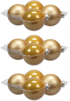 Othmar decorations 16x stuks glazen kerstballen saffraan 10 cm mat/glans
