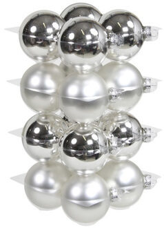 Othmar decorations 16x Zilveren glazen kerstballen combi 8 cm mat/glans