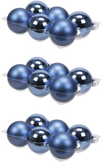 Othmar decorations 18x stuks glazen kerstballen blauw (basic) 8 cm mat/glans
