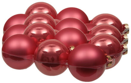 Othmar decorations 18x stuks glazen kerstballen bubblegum roze 8 cm mat/glans
