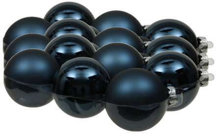 Othmar decorations 18x stuks glazen kerstballen donkerblauw 8 cm mat/glans