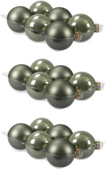Othmar decorations 18x stuks glazen kerstballen graniet groen 8 cm mat/glans