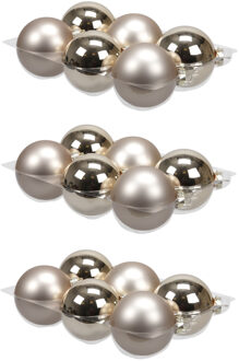 Othmar decorations 18x stuks glazen kerstballen licht champagne (autumn blonde) 8 cm mat/glans