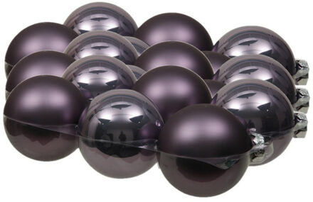 Othmar decorations 18x stuks glazen kerstballen lila paars 8 cm mat/glans
