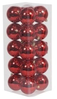 Othmar decorations 20x rode kerstballen 8 cm glans kunststof/plastic kerstversiering