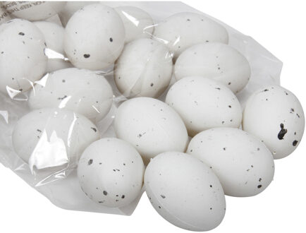 Othmar decorations 24x stuks decoratie eieren plastic - H6 cm - wit