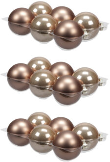 Othmar decorations 24x stuks glazen kerstballen ginger bruin 8 cm mat/glans