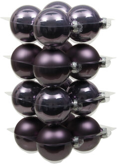 Othmar decorations 32x stuks glazen kerstballen lila paars 8 cm mat/glans