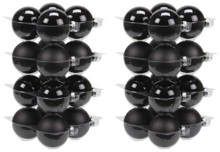 Othmar decorations 32x Zwarte glazen kerstballen combi 8 cm mat/glans