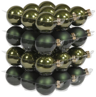 Othmar decorations 36x Donker groene glazen kerstballen 4 cm mat/glans - Kerstbal