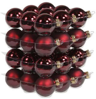 Othmar decorations 36x Donkerrode glazen kerstballen 4 cm mat/glans - Kerstbal Rood