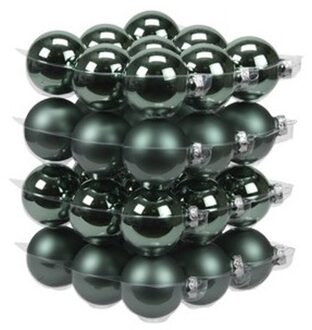 Othmar decorations 36x Glazen kerstballen mat en glans emerald groen 6 cm - Kerstbal