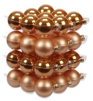 Othmar decorations 36x Glazen kerstballen mat en glans oranje 6 cm - Kerstbal