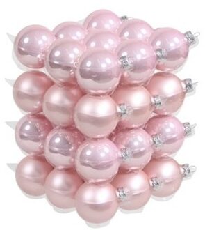 Othmar decorations 36x Glazen kerstballen mat en glans roze 6 cm - Kerstbal