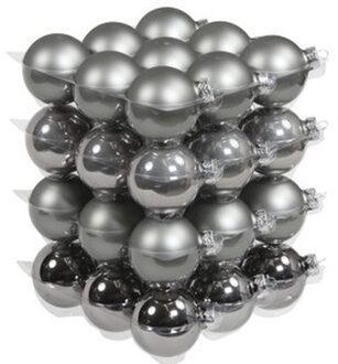 Othmar decorations 36x Glazen kerstballen mat en glans titanium grijs 6 cm - Kerstbal