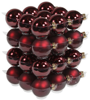 Othmar decorations 36x Glazen kerstballen mat/glans bordeaux rood 6 cm - Kerstbal