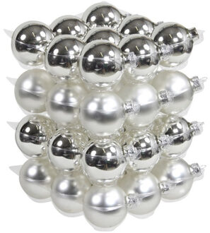 Othmar decorations 36x Glazen kerstballen mat/glans zilver 6 cm - Kerstbal Zilverkleurig