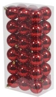 Othmar decorations 36x Kunststof kerstballen glanzend rood 6 cm kerstboom versiering/decoratie - Kerstbal