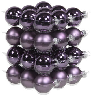 Othmar decorations 36x Paarse glazen kerstballen 4 cm mat/glans