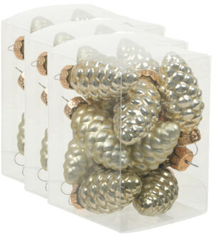 Othmar decorations 36x stuks glazen dennenappels kersthangers dusky lime goud/groen tinten 6 cm mat/glans