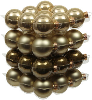 Othmar decorations 36x stuks glazen kerstballen dusky lime goud/groen tinten 6 cm mat/glans