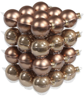 Othmar decorations 36x stuks glazen kerstballen ginger bruin 6 cm mat/glans - Kerstbal