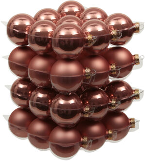 Othmar decorations 36x stuks glazen kerstballen koraal roze 6 cm mat/glans - Kerstbal