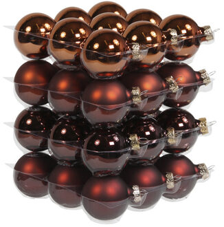 Othmar decorations 36x stuks glazen kerstballen mahonie bruin 4 cm mat/glans - Kerstbal