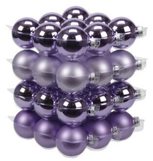 Othmar decorations 36x stuks glazen kerstballen paars tinten 6 cm mat/glans - Kerstbal